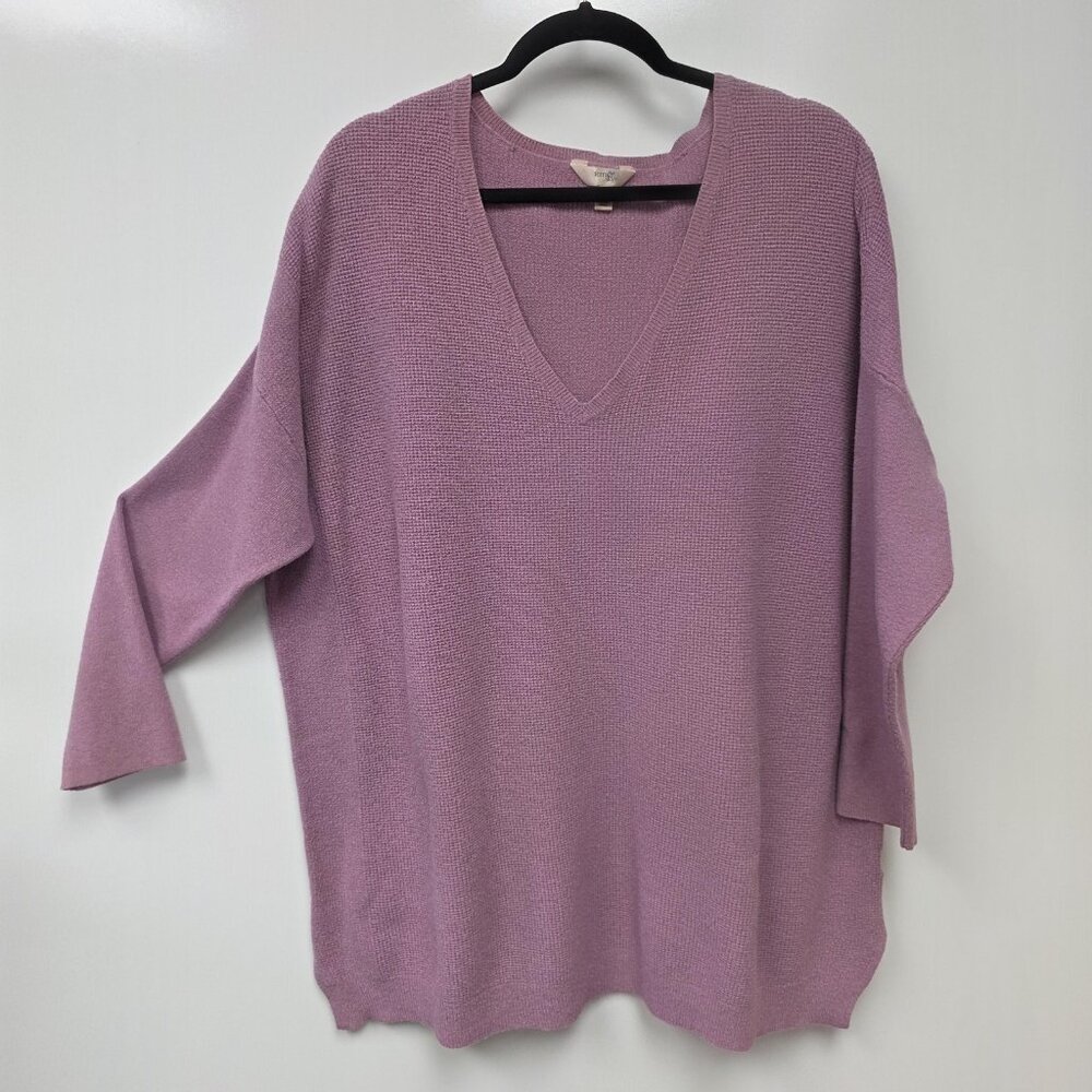 Terra & Sky Sweater Womens 2X Pink Waffle Knit V Neck Dolman Pullover Cozy Plus